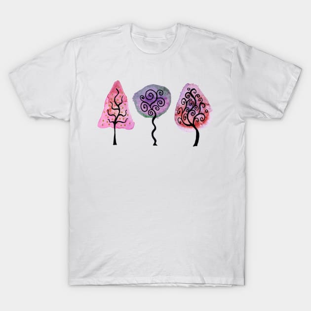 Happy Swirly Trees T-Shirt by Heartsake